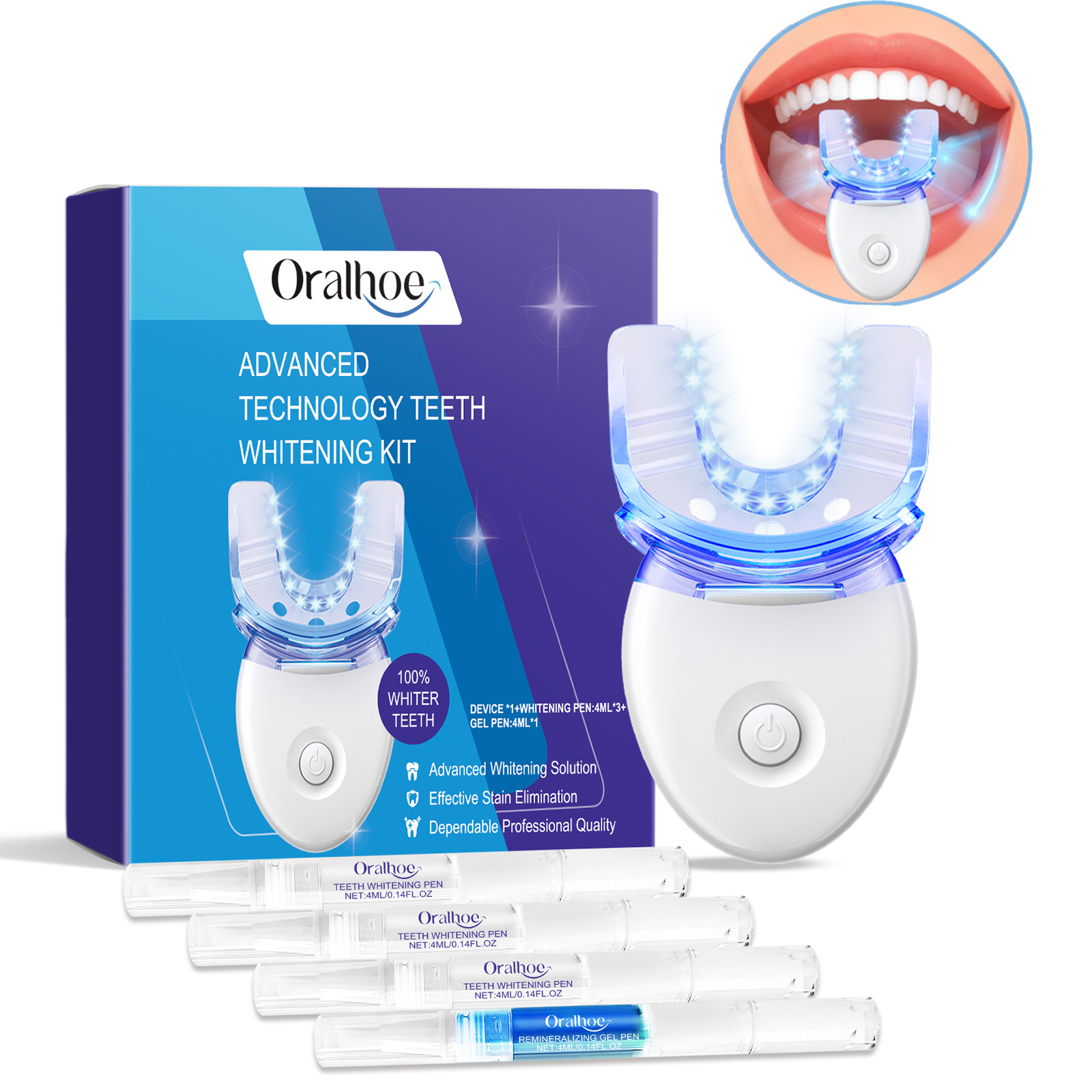 Teeth Whitening With Peroxide - 전문 치아 미백 LED 라이트 키트