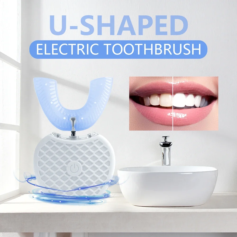 초음파 전동 칫솔 성인용, 자동 U자형 풀 마우스 36 - Teeth Whitening With Blue Light 리뷰 및 가격