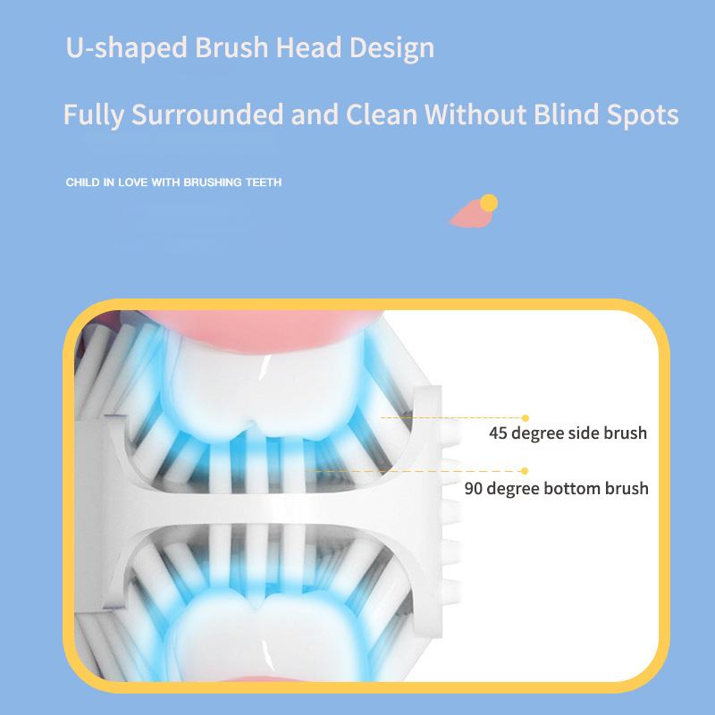 어린이용 U자형 음파 전동 칫솔, 만화 패턴, 360  - Teeth Whitening With Blue Light 리뷰 및 가격
