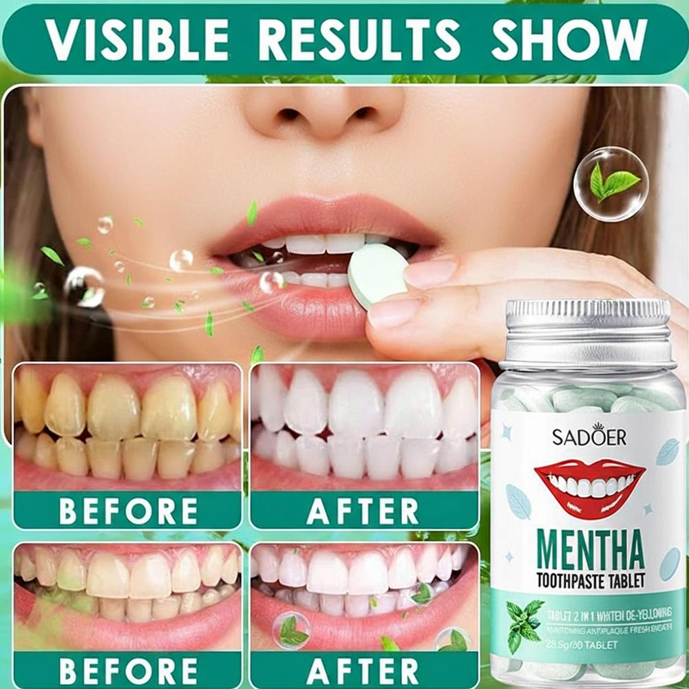 30개입 고체 치약 타블렛 치아 미백 츄어블 구강청결제 - Teeth Whitening Best 리뷰 및 가격