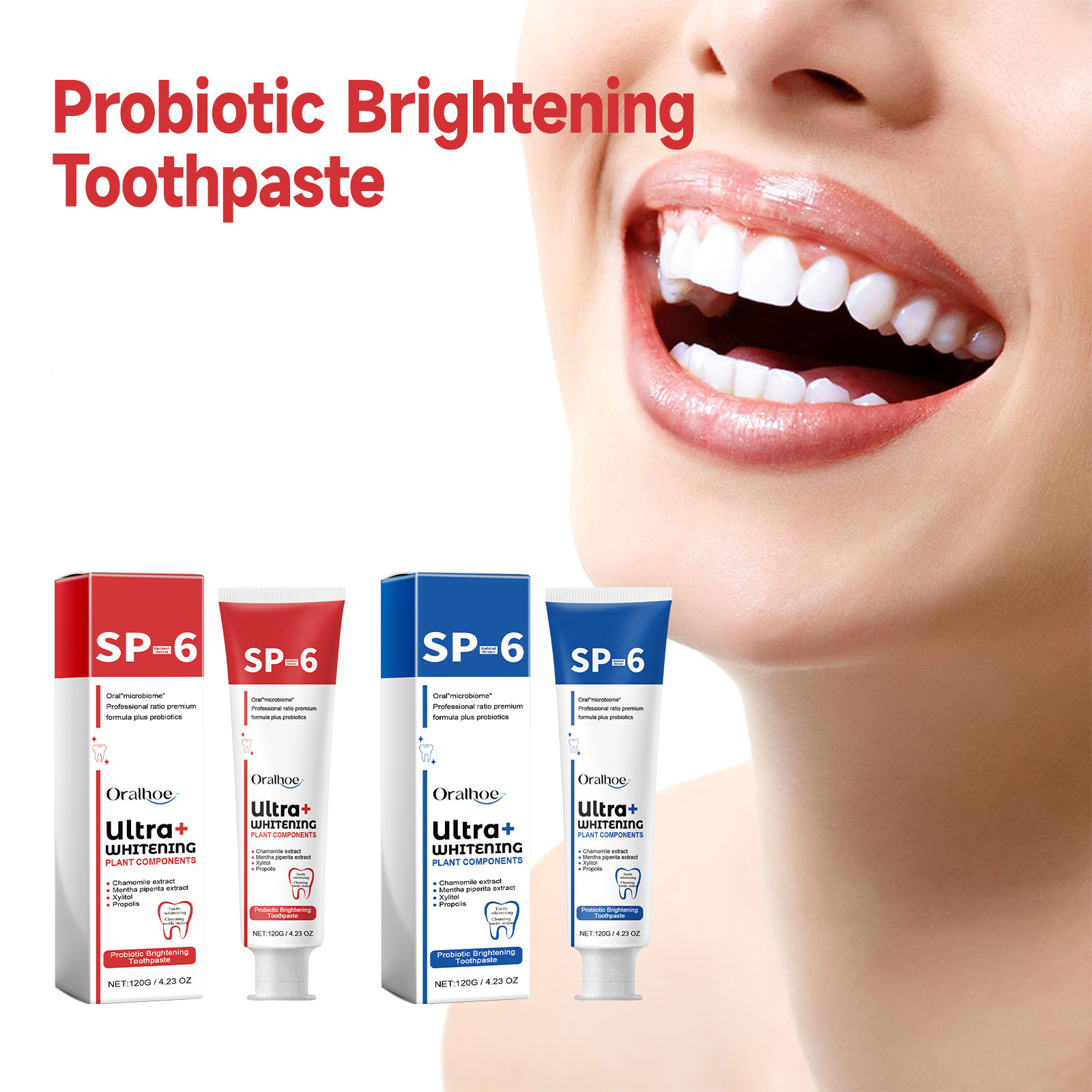 SP-6 프로바이오틱 미백 치약, 치아 미백 및 얼룩  - Teeth Whitening Enzymes 리뷰 및 가격