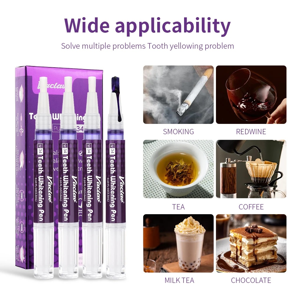 바츨라프 V34 퍼플 치아 미백 젤 펜, 얼룩 제거 및 - Teeth Whitening With Peroxide 리뷰 및 가격